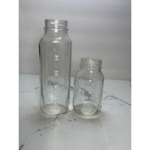 Vintage Evenflo Glass Baby Bottles Set of 2‎ 8oz and 4oz Clear Hexagonal USA